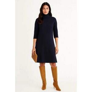 J. Jill Dress Womens Navy Blue Knit Turtleneck Sweater Dress Minimalist Medium
